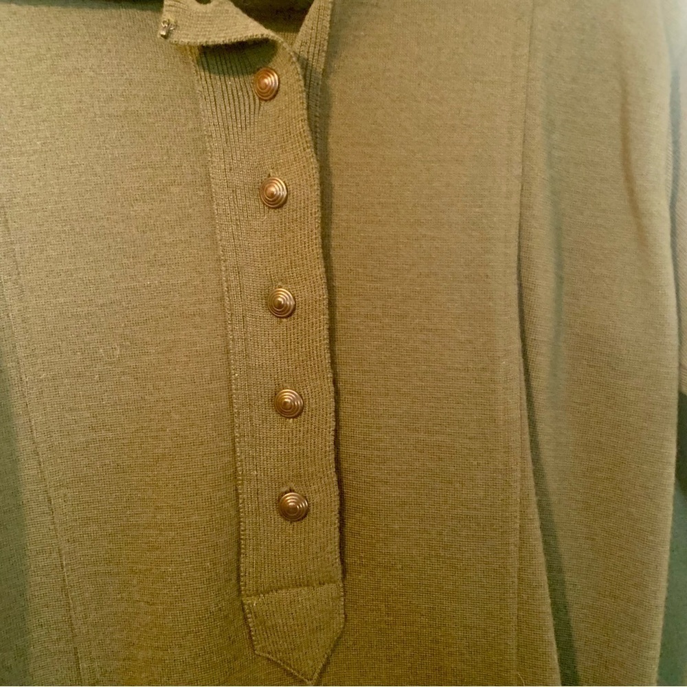 Vintage Dana Bachman 100% Wool Hunter Green Long sleeve Dress Size Medium - Picture 4 of 9